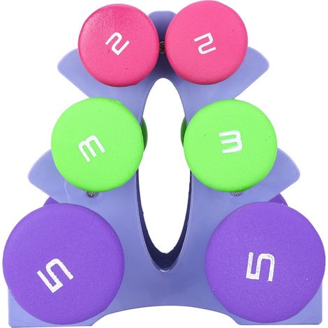 Ensemble de 6 haltères de musculation pour les mains (2 lb, 3 lb, 5 lb) - Support et équipement de musculation (1/5)