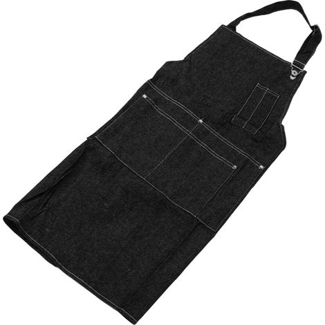 Tablier en toile polyvalent, élégant, classique, ample, avec de nombreuses poches, résistant, tablier d'atelier pour le travail et la maison, noir (1/5)