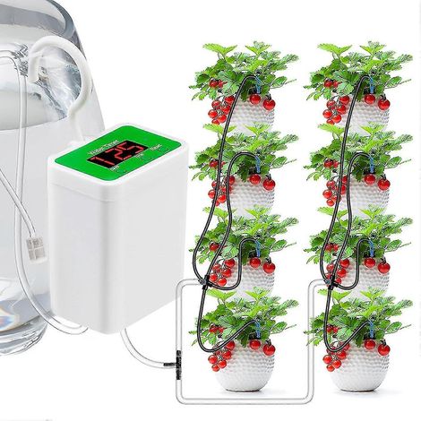 Système d'arrosage automatique pour plantes en pot, kit d'irrigation goutte à goutte automatique USB avec minuterie - pour 8 plantes