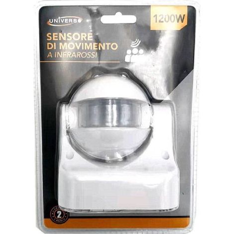 TrAdE Shop Traesio - Sensore Di Movimento A Infrarossi Per Lampadine Max 1200 Watt Bianco Yca1009b -