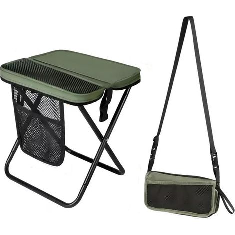 Dailygoods - Jiahuade Tragbarer Klapphocker, Campinghocker, Outdoor-Klapphocker, 31 cm, Kompakter Klapphocker, Kleiner Klappstuhl, für Camping, Angeln, Reisen (Grün) (1/5)