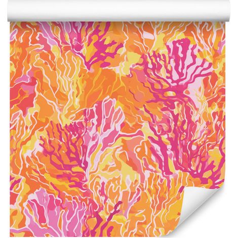 Papier peint pêche, corail et rose poudré pour salon et chambre 50x1000 (1/5)