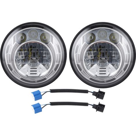 Paar 7-Zoll-LED-Scheinwerfer, 3200 lm, 6000 K, 60 W, Schutzart IP67, kompatibel mit Jeep Wrangler (1/3)
