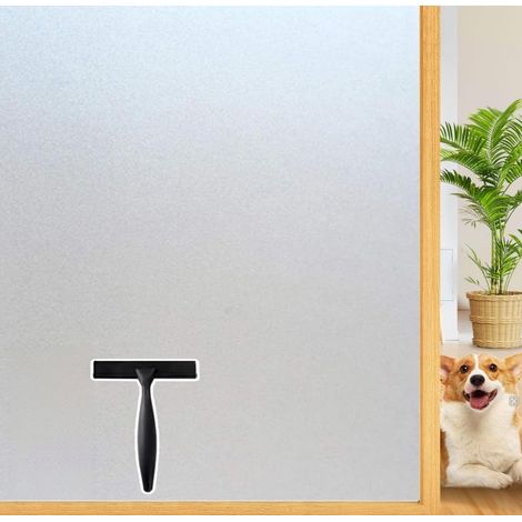 Film décoratif pour fenêtres dépolies, 30 cm de large et 2 mètres de long film d'intimité pour salles de douche, sans colle, semi-transparent mais non transparent, protégeant l'intimité (grattoir inc (1/5)