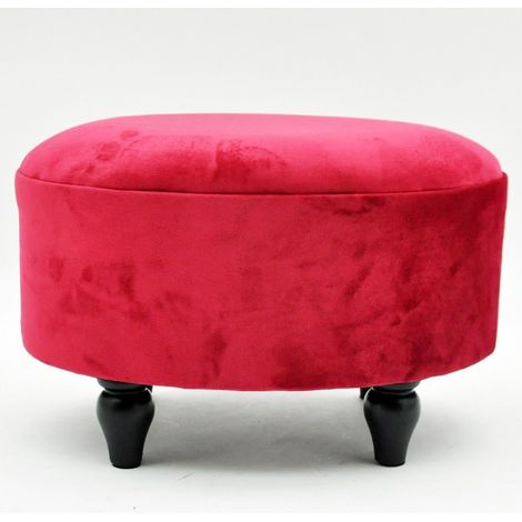 Oval Footstool - Velvet - L27 x W40 x H30 cm - Red