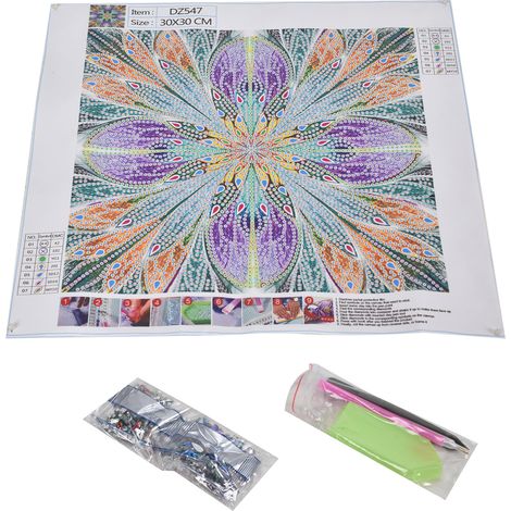 Kit de peinture diamant 30x30cm, mosaïque DIY à pose complète pour salon, chambre et bureau - DZ547