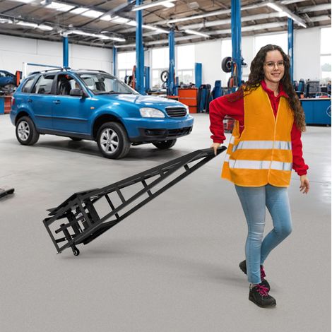 2er-Set Hydraulische Heberampen mit Rollen, 5T Schwerlast-Rampen (11065 lbs) inkl. Hydraulikheber, Tragbare Autohebebühne für Ölwechsel & Heimwerker-Garage, Hubhöhe 23–36 cm (9"–14,2"), Schwarz (1/5)