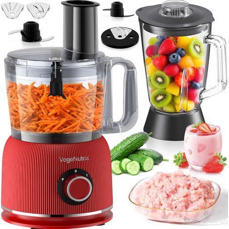 Robot de cuisine multifonction 1500 W, 11 fonctions, bol de 2,5 l et récipient de 1,5 l, mini hachoir, disque de coupe, presse-agrumes, hachoir à pétrissage (1/5)
