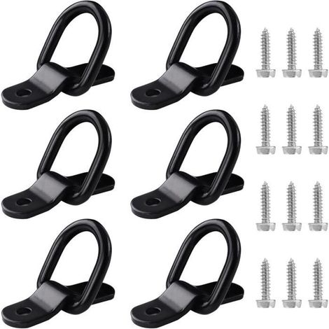 Anneau Arrimage - Noir - 6pcs - 400 kg - Installation Facile - Fer Galvanisé (1/4)