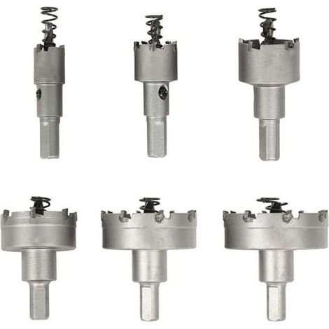 Metall-Lochsägen-Set, 6 Hartmetallbohrer, Edelstahl-Lochsägen, für Aluminium, Stahl, Eisen, Kupfer, Holz, 16