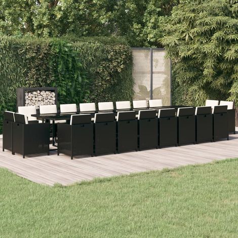21 pcs Ensemble à dîner de jardin, Mobilier à dîner, Table et Chaises à Manger coussins Noir Résine tressée MKPO92278 (1/5)