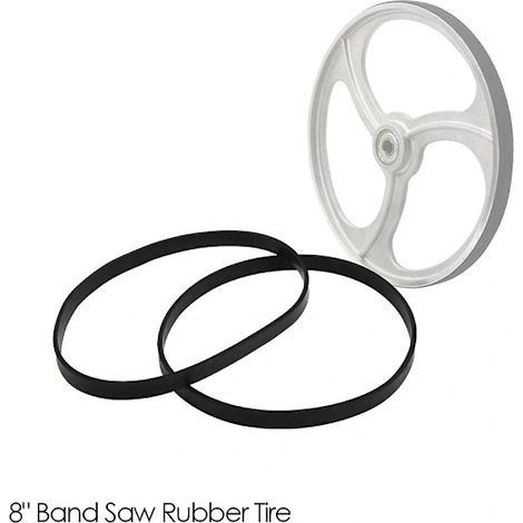 2 x 8-Zoll-Gummireifen für Bandsägen, Ersatzteile für die Holzbearbeitung, kompatibel mit Draper, Einhell und Scheppach HBS20 Bandsägen mit 1400 mm und 1425 mm. Laufrolle. (1/4)