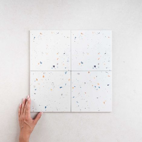 Carrelage Effet Terrazzo COLOR DROPS 18,5x18,5 Off White (0,413m²) - Les Carreaux de Jean