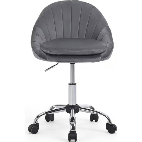 CHICFURN Sedia da ufficio ergonomica in velluto grigio scuro, regolabile 52 x 72-82 x 52 cm (1/5)