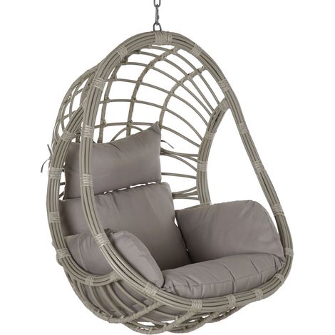 Suspendiertes Rattan Synthetischer Sessel 90x70x110 120 kg Ja Synthetische Rattan -Material Aluminium Multikolen Farbe Polyester Familienfamilie Details Details Details (1/5)