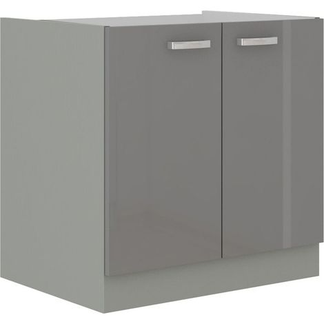 Spülen Unterschrank 80 Hochglanz Grau Küchenzeile Küchenblock Küche Grey Bianca