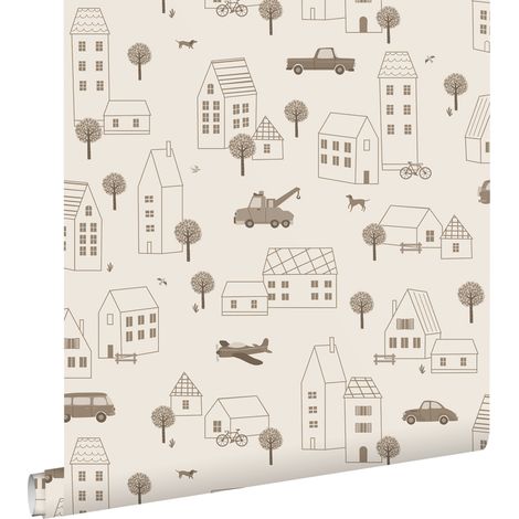 papier peint véhicules marron beige - ESTAhome