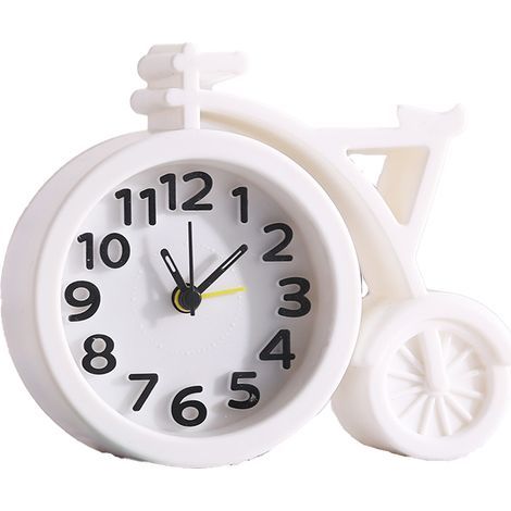 Alarm Clock Creative Digital Desk Time Clock Novelty Bedside Clock Model Figurine Ornament,White