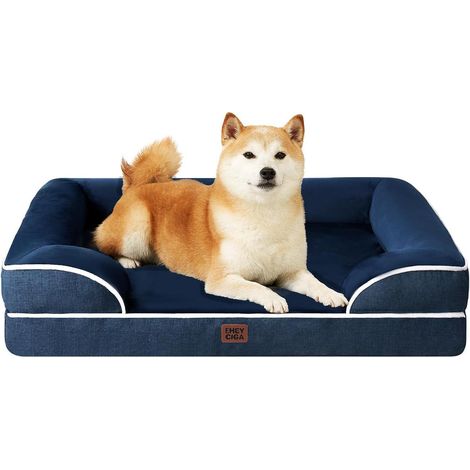 Hundebett orthopädisches Memory L 89 x B 56 x H 17 cm Marineblau (1/5)