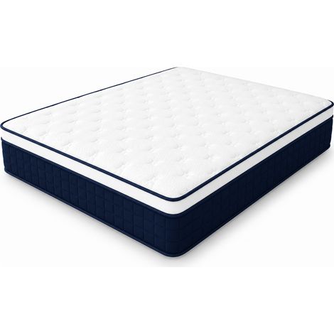 Matelas ressorts ensachés 160x200 cm , Épais 25cm, Ressorts Ensachés + 7 Zones de Confort, Respirant,Soutien solide,bleu