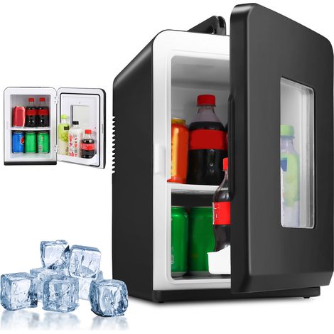 Jiubiaz Mini frigorifero da 15L - portatile - Funzione caldo/freddo - con funzione 2 in 1, 230V/12V e modalità risparmio energetico - Modalità silenziosa