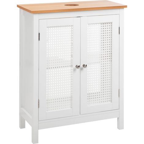 Armario de baño 60 x 75 cm almacenaje con estantes puertas perforadas MDF blanco Alamos (1/5)