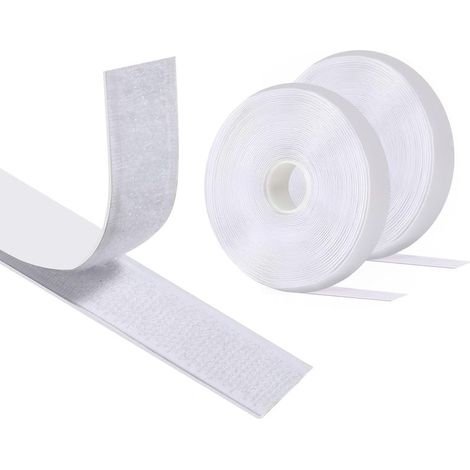 Scratch Autocollant Double Face 8 M X 20 MM, Hook Loop Rubans Ruban AdhéSif Puissant à Crochets Et Boucles pour La Couture (Blanc) (Lot de 5) (1/5)