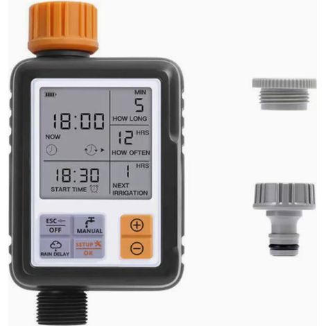 Programmateur Arrosage Automatique Minuteur Arrosage Goutte à Goutte, Imperméable et Utilisé à l'extérieur, Modes Multiples, 3" écran LCD, Irrigation pour Jardin Ferme Pelouse Fleur (1/5)