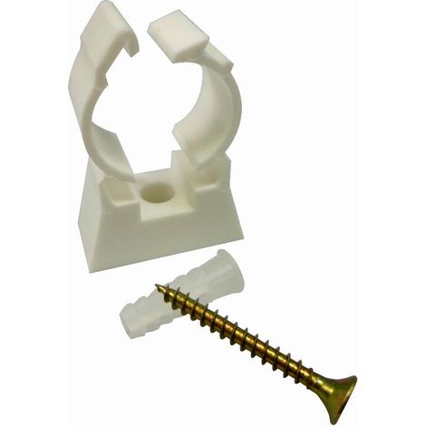 Collarín de plástico simple para la fijación de tubos multicapa desnudos NOYON & THIEBAULT - Ø 20 mm Tornillo de fijación y taco suministrados Paquete de 10 unidades - 8420-S10