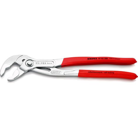 KNIPEX 87 03 300 SB Cobra® Pinza regolabile di nuova generazione per tubi e dadi Rivestita in plastica antiscivolo cromata 300 mm (1/9)