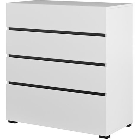 Comò HAVANA bianco e nero – 4 cassetti – Stile contemporaneo e pratico per lo stoccaggio