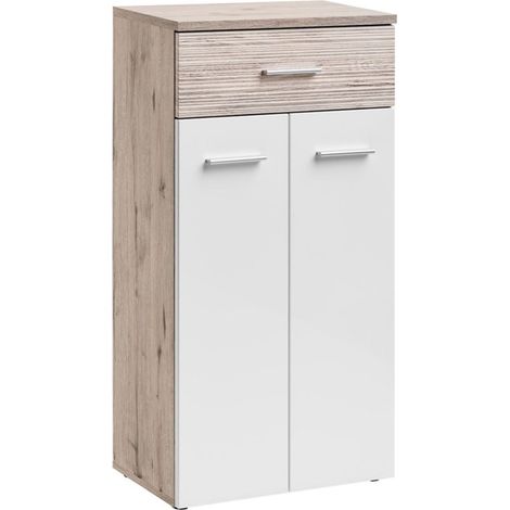 Meuble de Rangement "Gustavo" 114cm Naturel & Blanc (1/3)