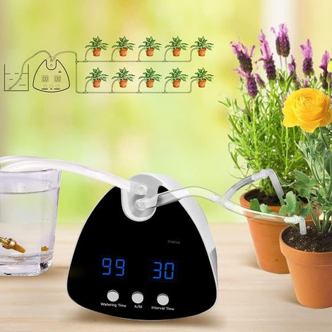 1 Système d'arrosage automatique, minuterie 30 jours, alimentation USB et pile, pour plantes d'intérieur (1/5)