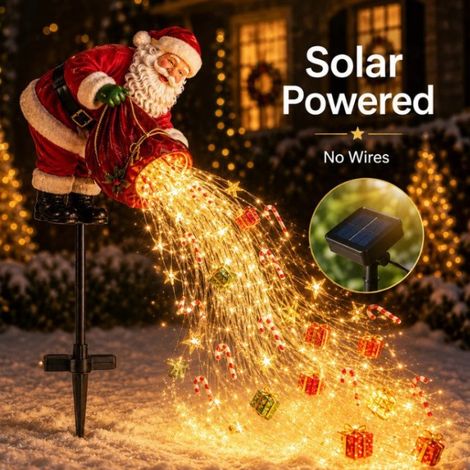 Décorations de Noël, décorations de jardin et de terrasse, guirlandes lumineuses solaires pour terrasse, décorations de Père Noël (1/2)