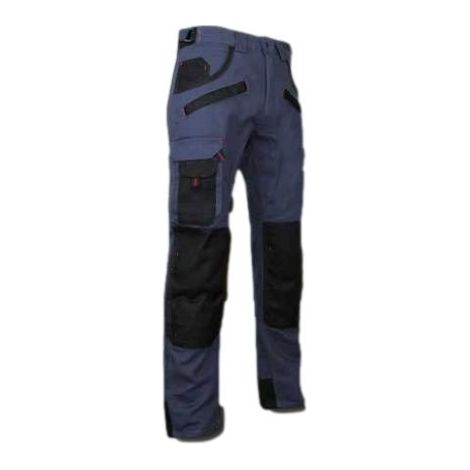 LMA – Pantalon de travail multipoches à genouillères bleu nuit/noir – Taille 48 – Renforts oxford 900D – Normes EN 14404 niveau 1 (1/2)