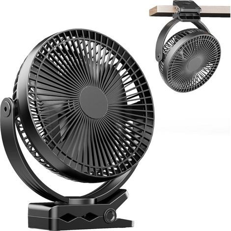 8-Zoll-Mini-USB-Clipventilator mit 10000-mAh-Akku, tragbarer kleiner Tischventilator, 4 Geschwindigkeitsstufen, 360°-Drehung (1/5)
