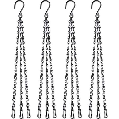 4 Pièces chaînes Noire Suspension à 3 brins 51cm (20") Chaîne de Panier Suspendu pour mangeoires, Plante, Pots de Fleurs Jardinières d'oiseaux Lanternes Ornements (1/5)