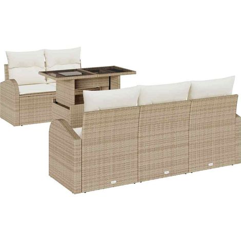Maison Exclusive - Conjunto de sofá de jardín 6 pcs Beige Rattan