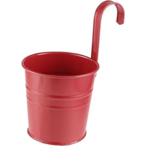 Jardinière suspendue en métal pour balcon, décoration maison rouge.