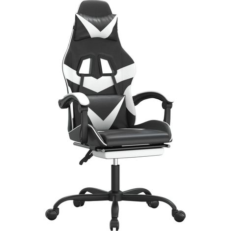 Maison Exclusive - Sedia da Gaming con Poggiapiedi Nero e Bianco in Similpelle