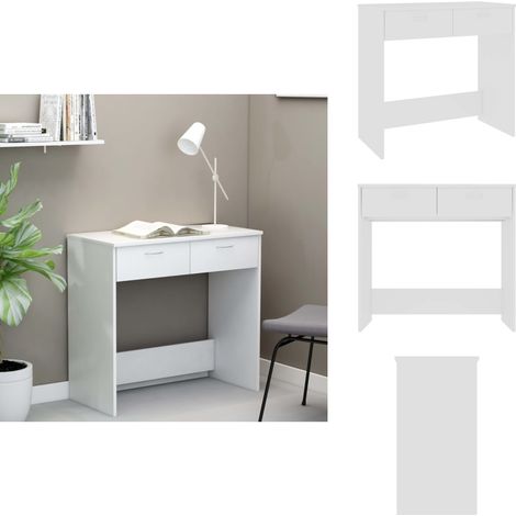 Schreibtisch Weiß 80×40×75 cm Holzwerkstoff - Schreibtisch - Weißer Schreibtisch - Holzwerkstoff Schreibtisch - PC Tisch - Schreibtisch Mit Schubladen (1/5)
