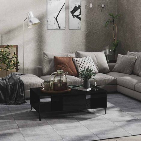 806029 vidaXL Coffee Table High Gloss Black 103,5x60x35 cm Engineered Wood (1/5)