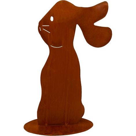 Lapin de Pâques Décoration de Jardin en Métal Patiné Aspect Rouillé Vintage Hauteur 36 cm - PANGIVO (1/5)