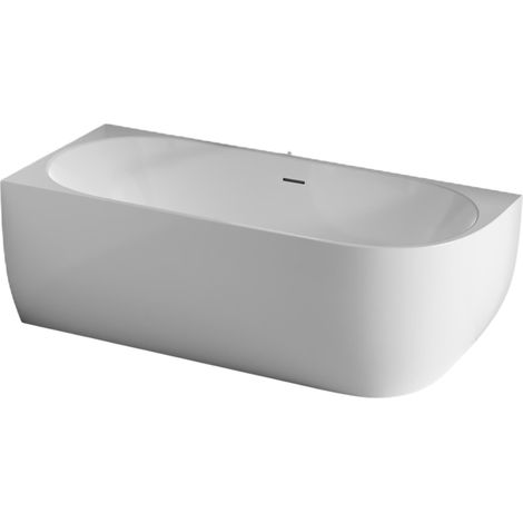 BERNSTEIN - Bañera Esquinera Ovalada de Acrílico para Baño con Desagüe - 5 Años Garantía - Blanco - 170x75x60cm - Instalación Izquierda - LENA CORNER