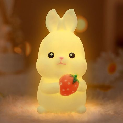 Lámpara de noche LED con forma de conejo para niños - Luz cálida de resina - Bonita lámpara de mesilla para la habitación del bebé - Regalo ideal para niñas y mujeres [Clase energética C] (1/5)