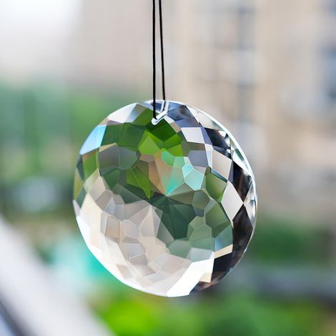 1 Attrape-Soleil Cristal K9,Design Convexe 75mm,Cordon Inclus,Décoration Fenêtre Jardin