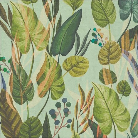 Nature wallpaper wall Profhome 782191 hot embossed non-woven wallpaper smooth with floral ornaments matt green yellow green blue beige brown 5,33 m2 (1/5)