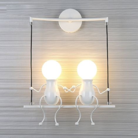 Moderne Humanoid LED Wandleuchte Innen Art Deco 2xE27 Eisen für Kinder Zimmer, Treppen, Flur, Restaurant, Küche (Weiß)