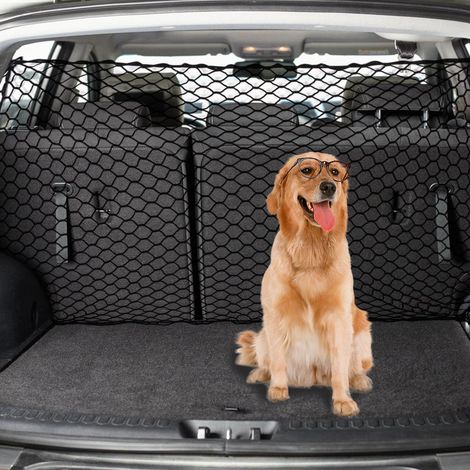 120×70 Barrière Filet Chien Voiture, Porte Barrière Véhicule Réglable Filet Séparation Coffre Voiture Maille Sécurité pour Camions SUV Voitures