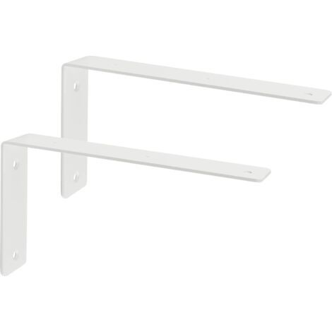 Support d'Étagère d’Élargissement Support d'Angle Brace de Tablette Réglable Murale à Suspendre en Verre/Bois avec Vis, Finition Blanche Brillante en Acier Inoxydable, 2 Pcs - 22.5cm (1/5)